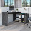 Tuhome Axis Modern L-Shaped Computer Desk with Open & Closed Storage, Smokey Oak ELI6595